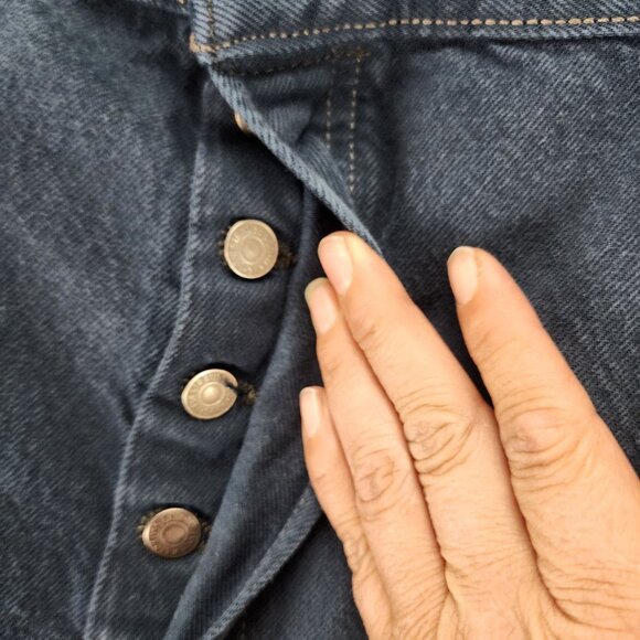 Levis Jeans Mens 44x30 501 Blue Cotton Hi Rise Button Fly Classic Straight *GUC* - Picture 3 of 14